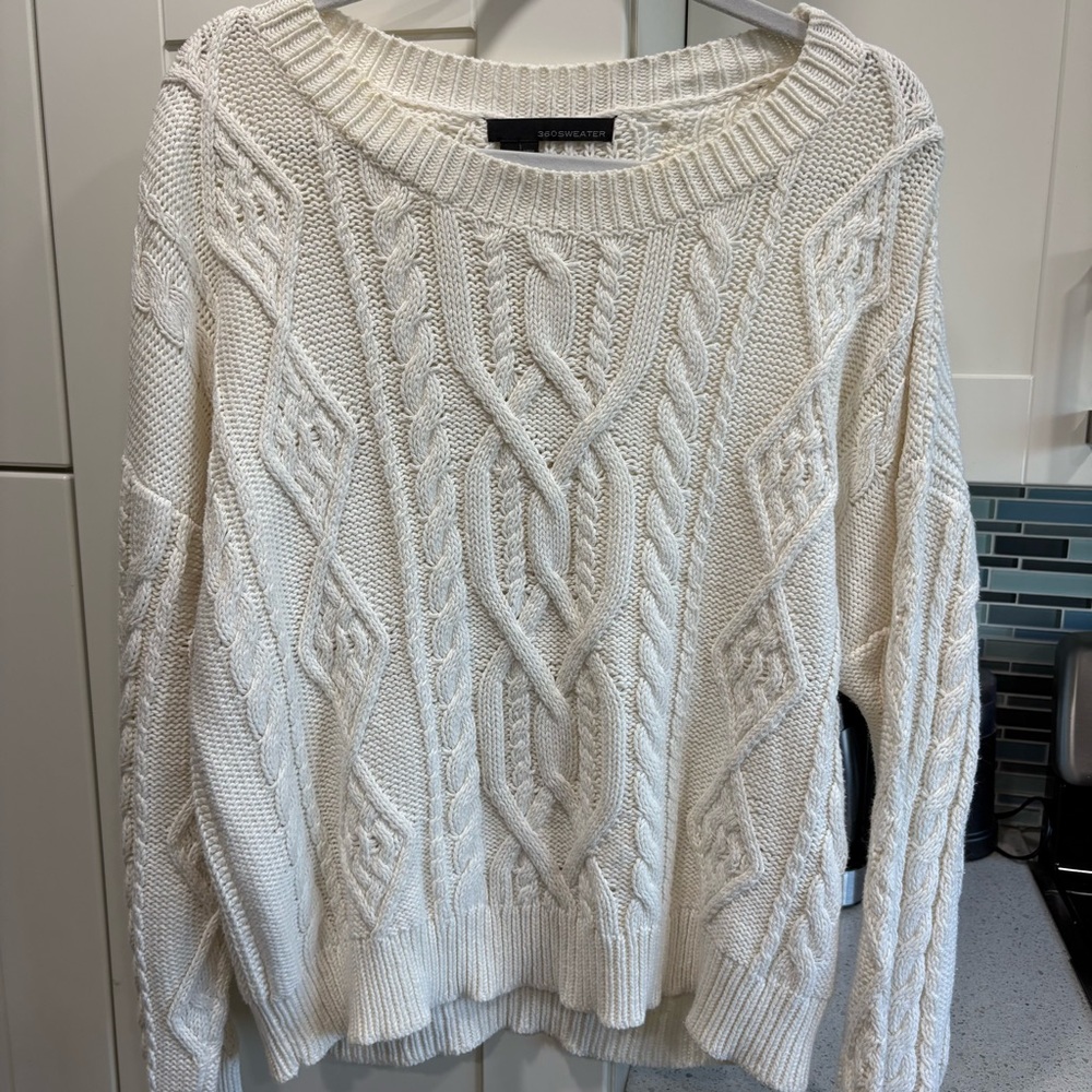 360 Sweater cable knit white sweater - Picture 3 of 6